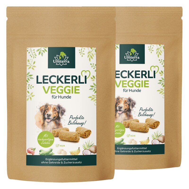 Set: Veggie Treats for Dogs  natural dog snacks  with 100 % fruit and vegetable - 2 x 150 g  supplementary animal food  by Uniterra