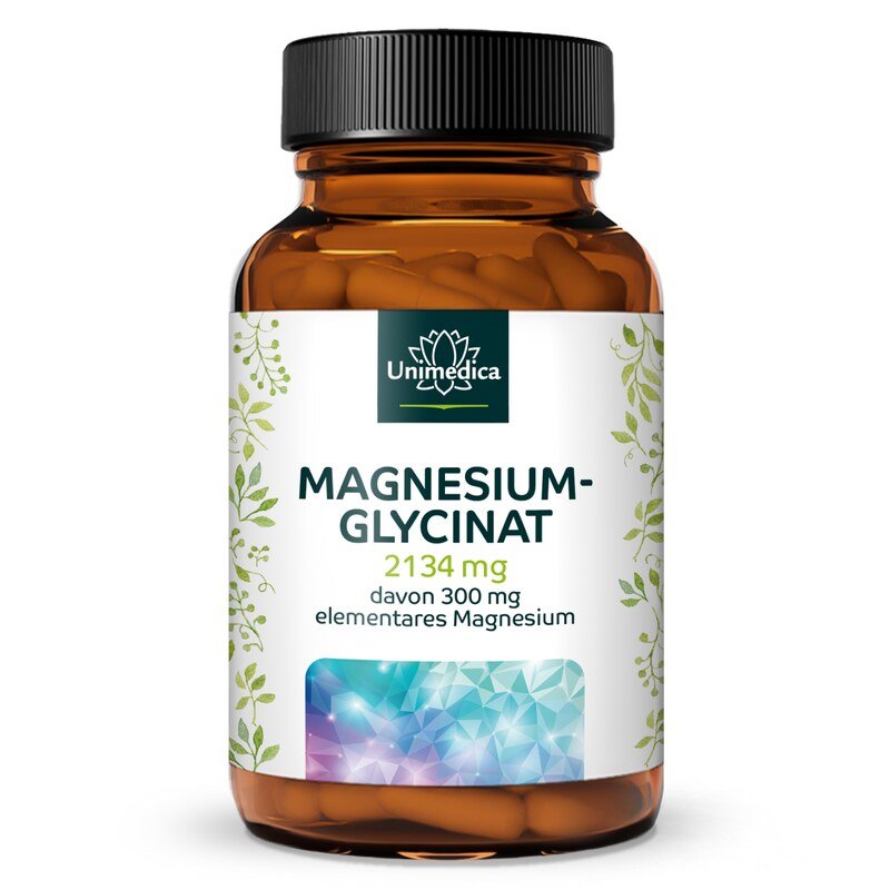 Magnesium glycinate- with 300 mg pure magnesium per daily dose - 180 capsules - from Unimedica