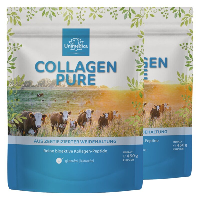 2er-Sparset: Collagen Pure - Kollagenprotein - aus zertifizierter Weidehaltung - 2 x 450 g Pulver - von Unimedica