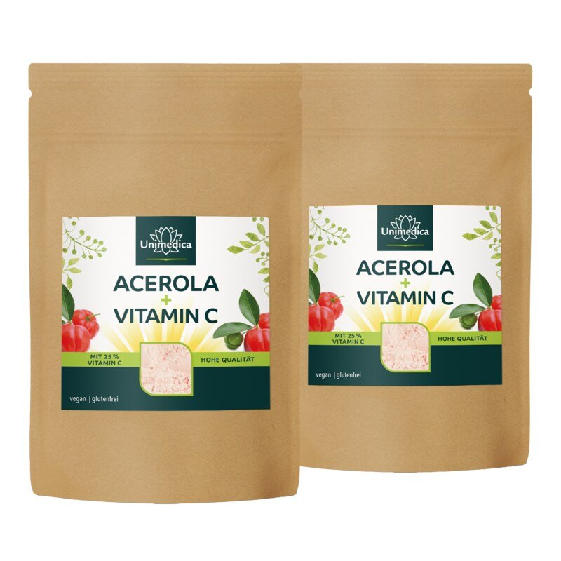 Double saver pack: Natural Vitamin C Acerola Plus - 25% vitamin C - 2 x 200 g - from Unimedica