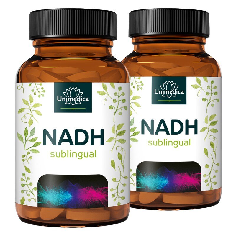 2er-Sparset: NADH sublingual - 20 mg pro Tagesdosis (1 Tablette) - 2 x 60 Tabletten - von Unimedica