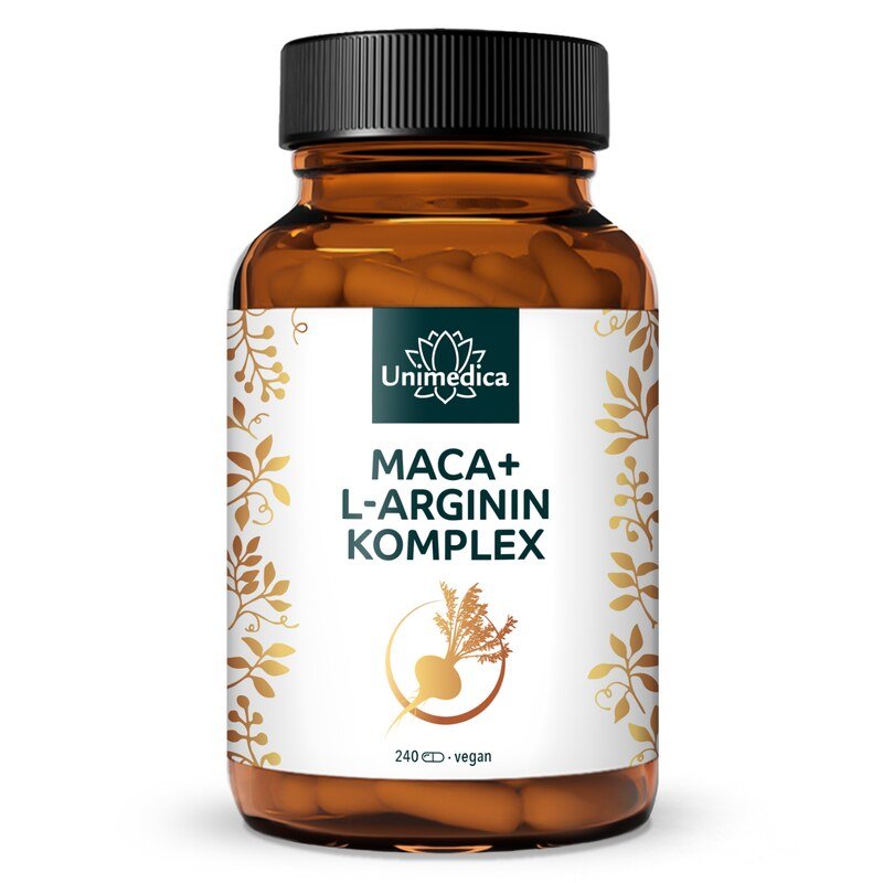 Maca + L-Arginin Komplex - hochdosiert - 240 Kapseln - von Unimedica