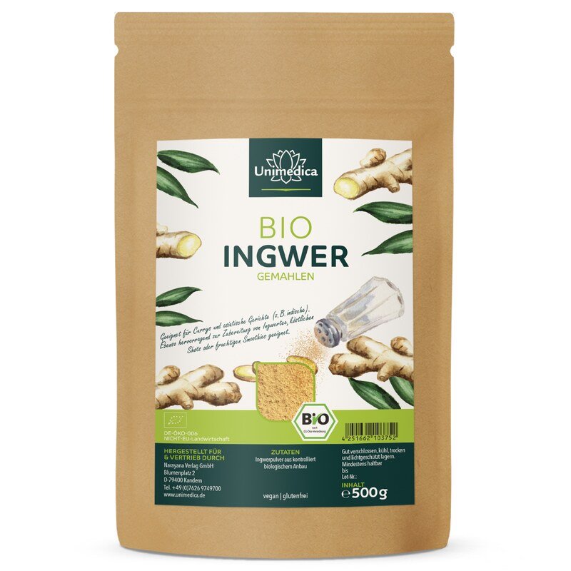 Organic ground ginger - 500 g - from Unimedica