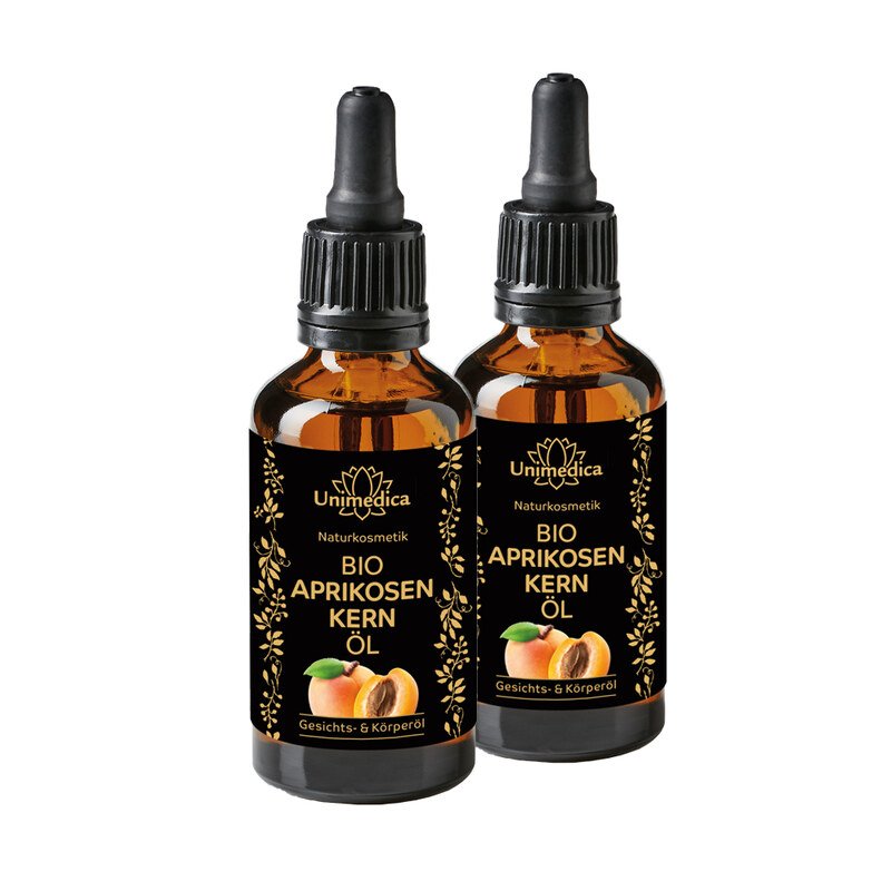 Set: Organic apricot kernel oil - face and body oil - 2 x 100 ml - from Unimedica