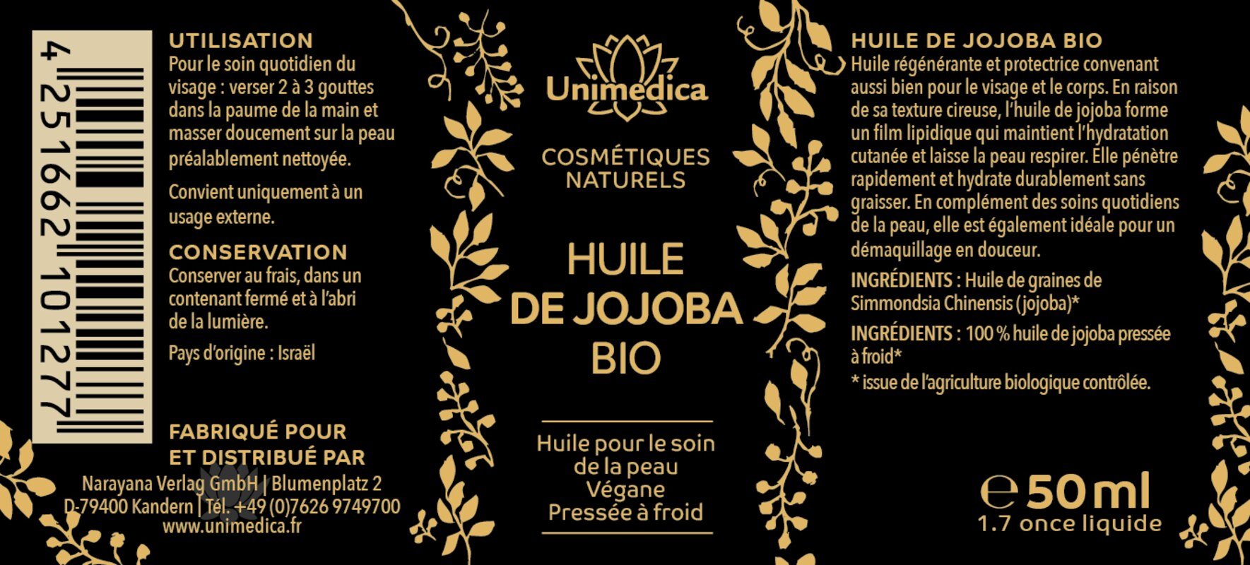 Bio Jojobaöl - 50 ml - von Unimedica