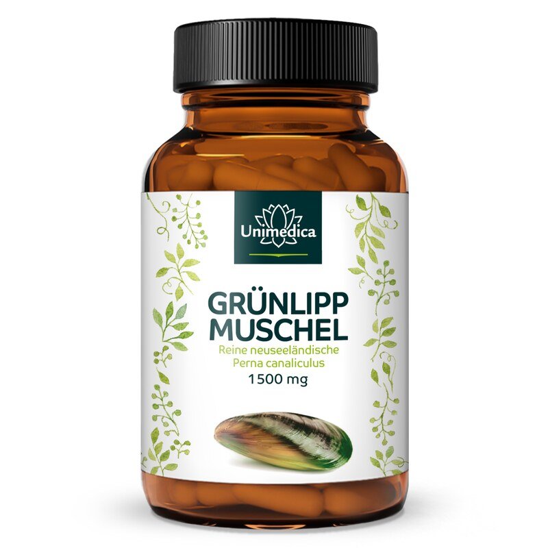 Grünlippmuschel - 1.500 mg pro Tagesdosis (3 Kapseln) - hochdosiert - 300 Kapseln - von Unimedica