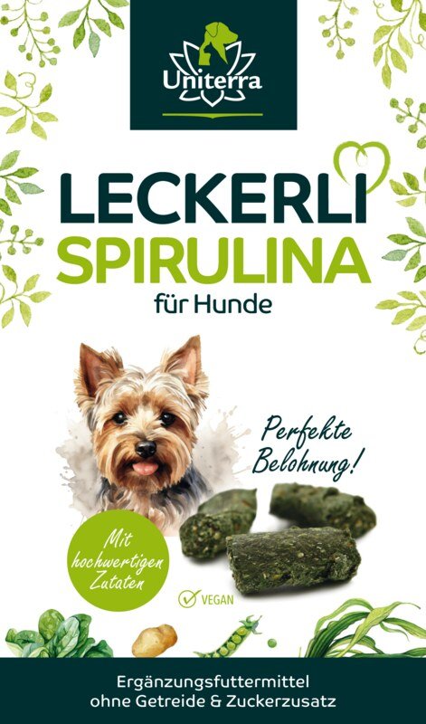 Set: Spirulina Treats for Dogs  natural dog snacks with algae and vegetable  supplementary feed  2 x 150 g  from Uniterra