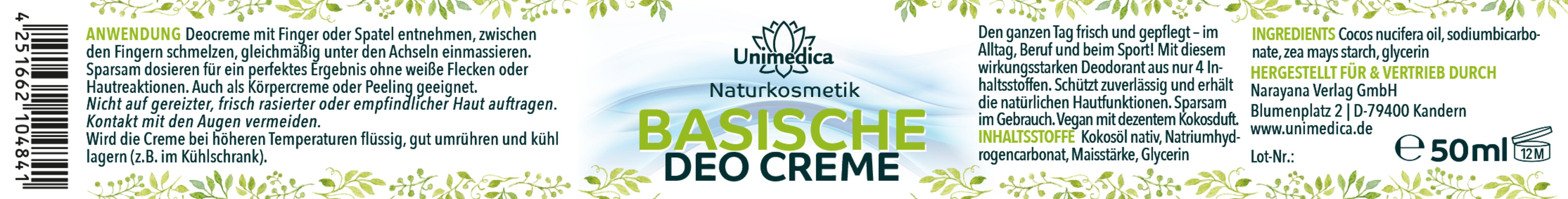Alkaline Deo Cream - 50 ml - from Unimedica