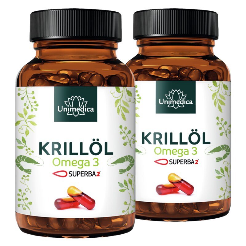 Set: SUPERBA 2™ krill oil  rich in omega-3 fatty acids EPA + DHA  1,000 mg krill oil per daily dose (2 capsules)  2 x 120 hard gel capsules (Licaps®)  from Unimedica  top offer