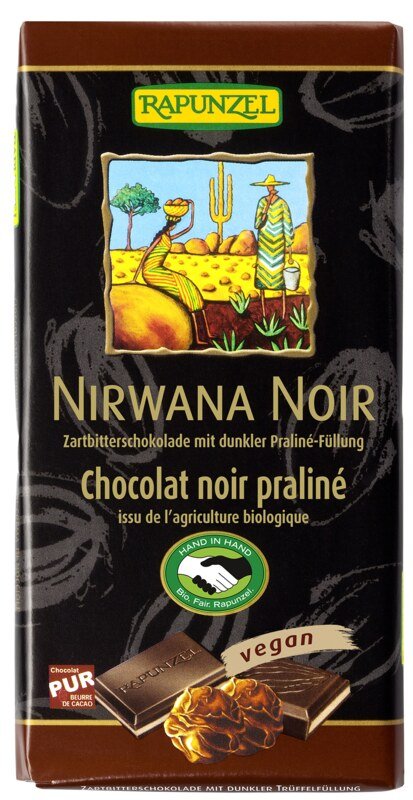 Nirwana Noir 50 % vegan chocolate with dark chocolate filling - Bio - 100 g