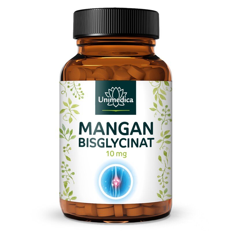 Mangan - 10 mg Mangan Bisglycinat pro Tagesdosis (1 Tablette) - hochdosiert - 365 Tabletten - von Unimedica