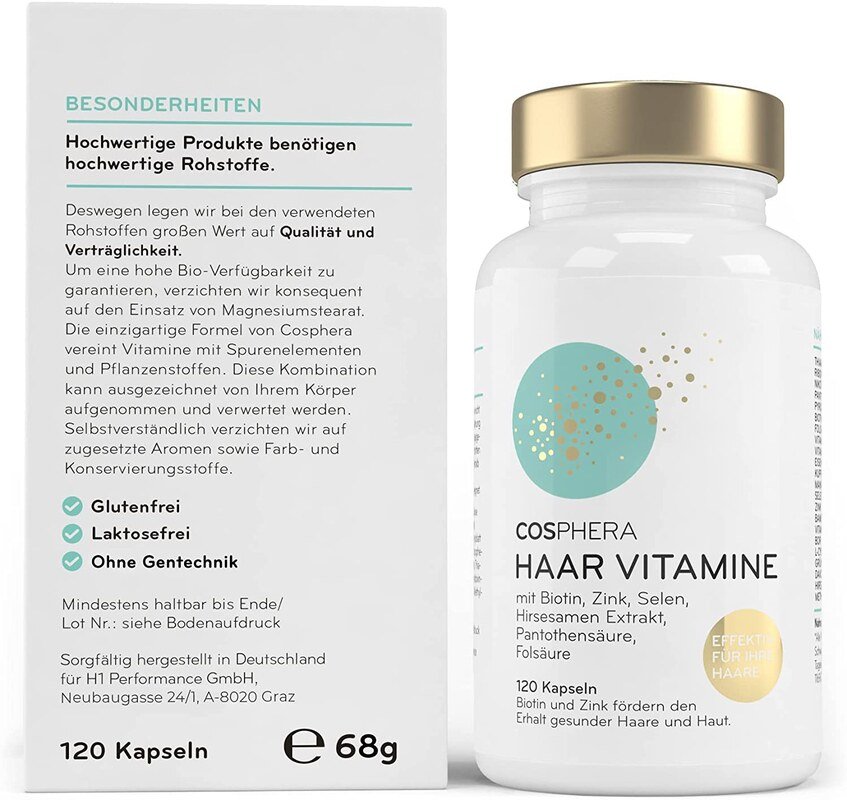Hair Vitamins from Cosphera - high-dose - 120 vegan capsules