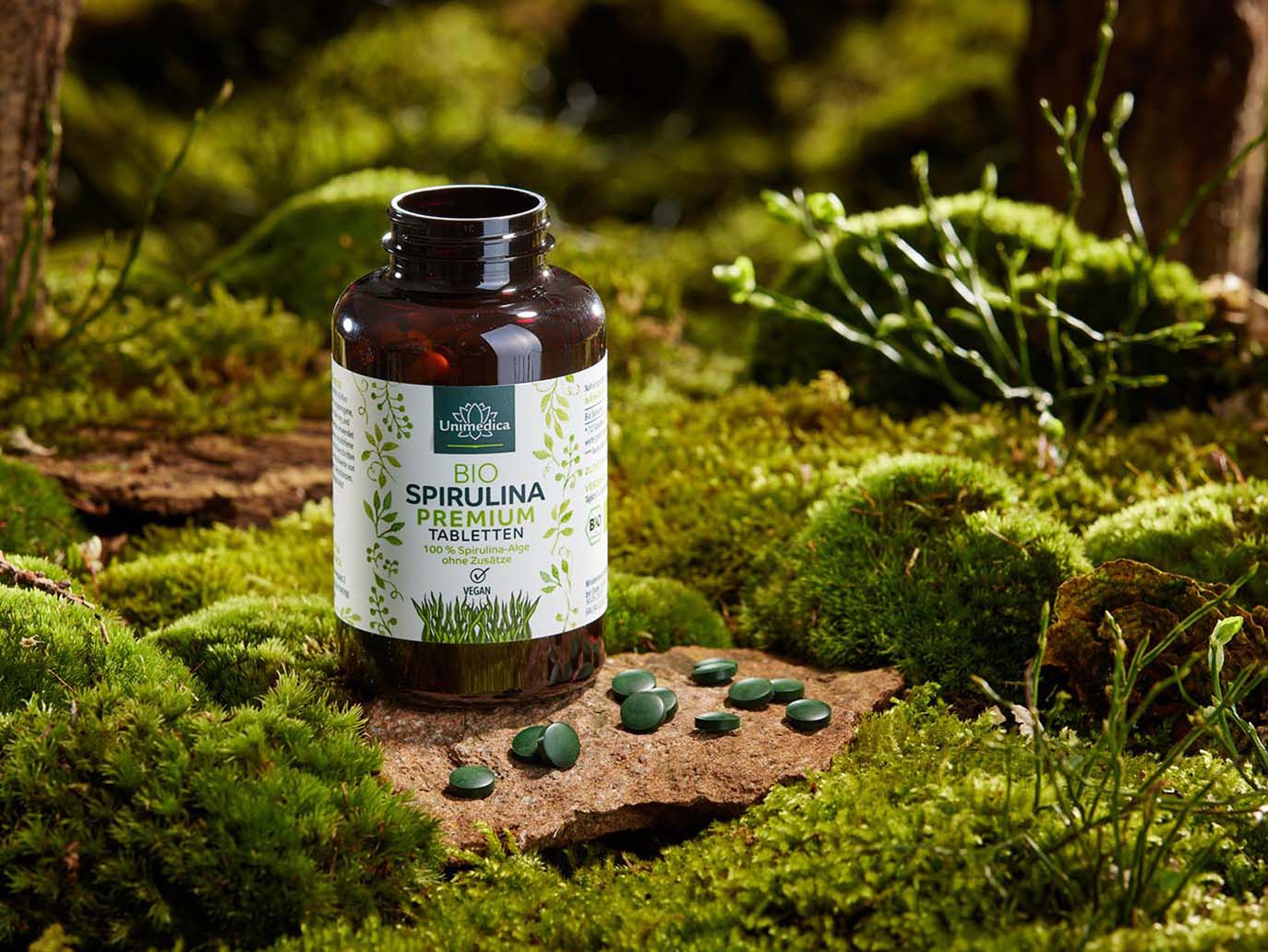 Premium Organic Spirulina - 6000 mg per daily intake (3 x 4 tablets) - high-dose - 500 tablets - from Unimedica