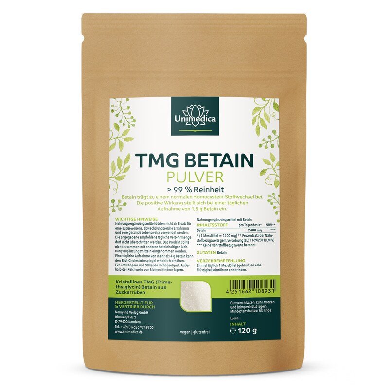 TMG Betaine crystalline  > 99 % pure  120 g  by Unimedica