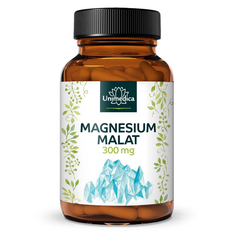 Magnesium Malate - 300 mg magnesium per daily dose (3 capsules) - 180 capsules - from Unimedica