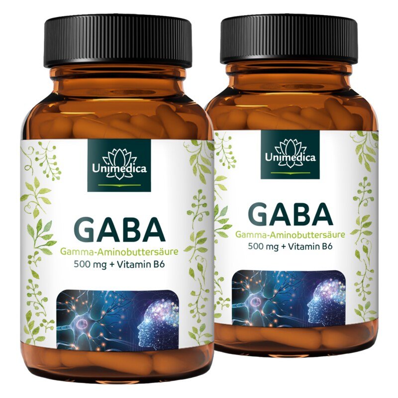 2-pack savings set: GABA - 500 mg per daily dose - 2 x 200 capsules - from Unimedica