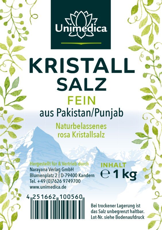 Kristallsalz (bekannt als Himalaya-Salz)  fein - 1 kg - von Unimedica