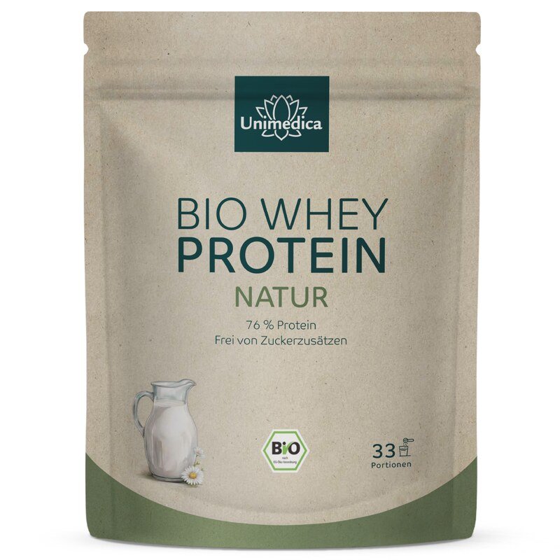 Organic Whey Protein - Natural - 76 % protein - 1 kg - from Unimedica