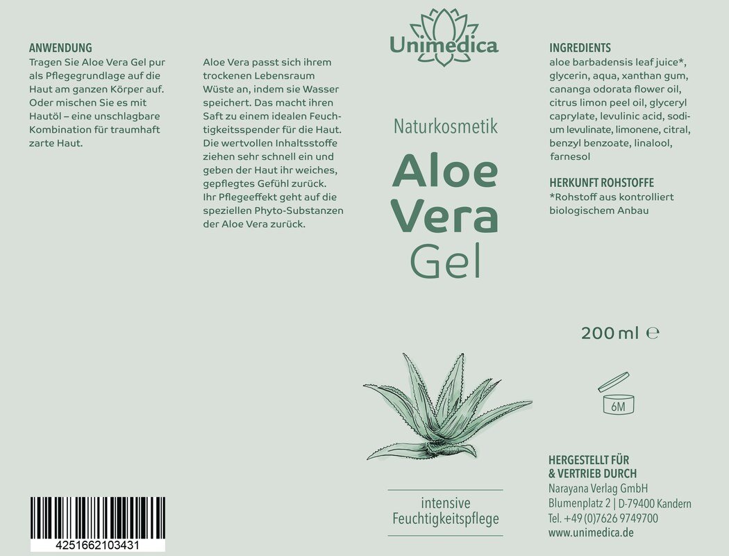 Sparset: Aloe Vera Gel + Aloe Vera Creme + Hyaluron Serum Pure - 200 ml + 50 ml + 100 ml - von Unimedica