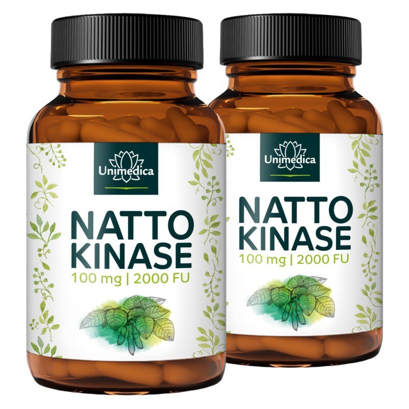 Set: Nattokinase - 100 mg / 2000 FU per daily dose (1 capsule) - 2 x 120 capsules - by Unimedica