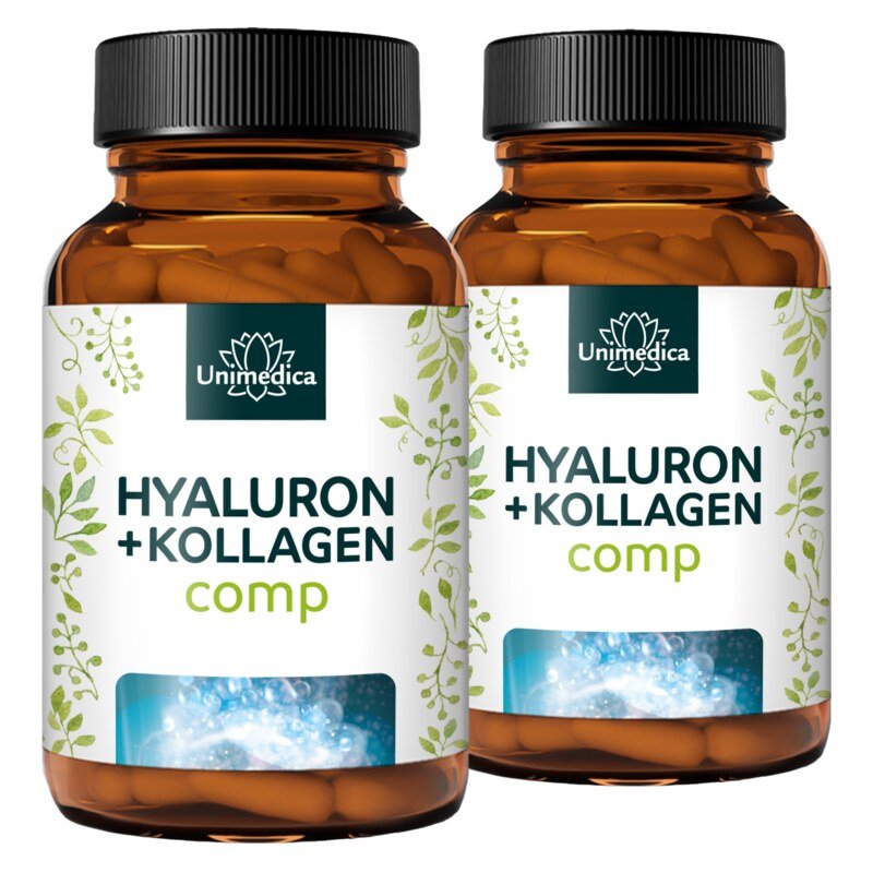 Set: Hyaluronan + Collagen Complex - with silicon from bamboo, vitamins and minerals - 2 x 180 capsules - from Unimedica