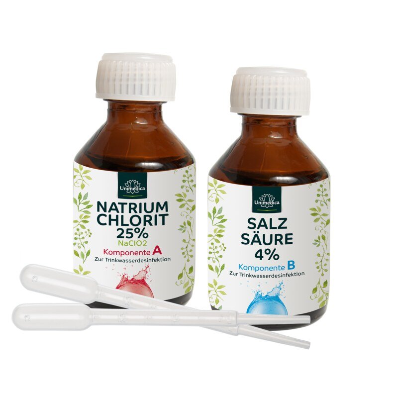 Natriumchlorit 25 % + Salzsäure 4 % - Set 2 x 150 ml - von Unimedica