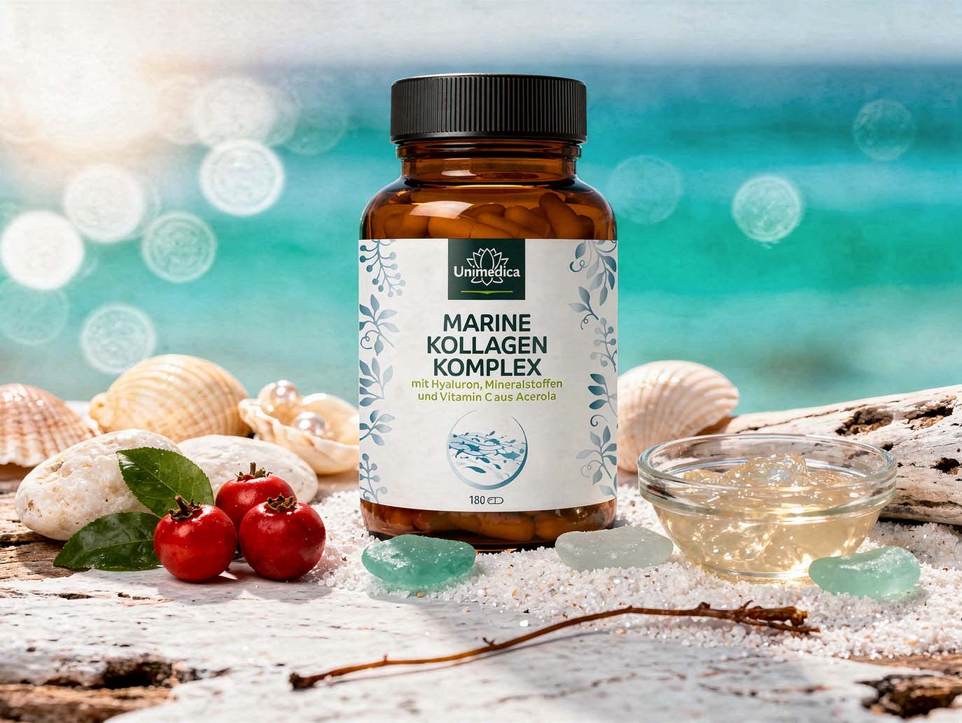 Marine Collagen Complex  with hyaluronic acid, vitamins and minerals   180 capsules  from Unimedica