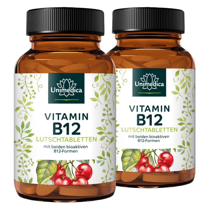 Set: Vitamin B12 lozenges - 2 x 100 tablets - by Unimedica