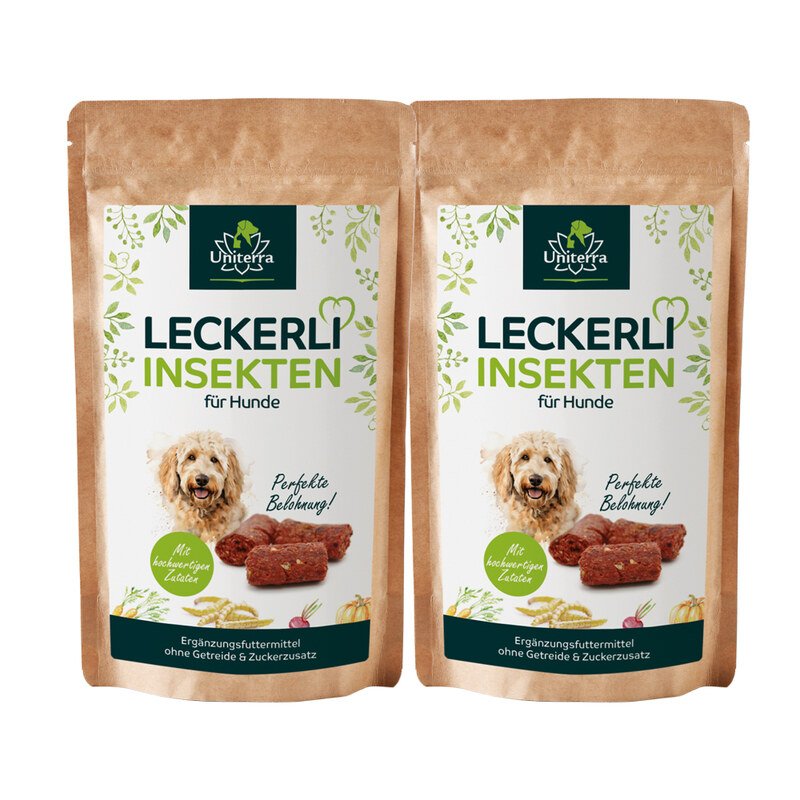 Set: Insect Treats for Dogs  natural dog snacks with high-quality protein  supplementary animal food  2 x 150 g  by Uniterra