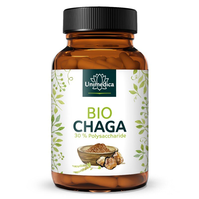 Organic Chaga - 1000 mg per daily dose (2 capsules) - extract with 30 % polysaccharides - high-dose - 90 capsules - from Unimedica