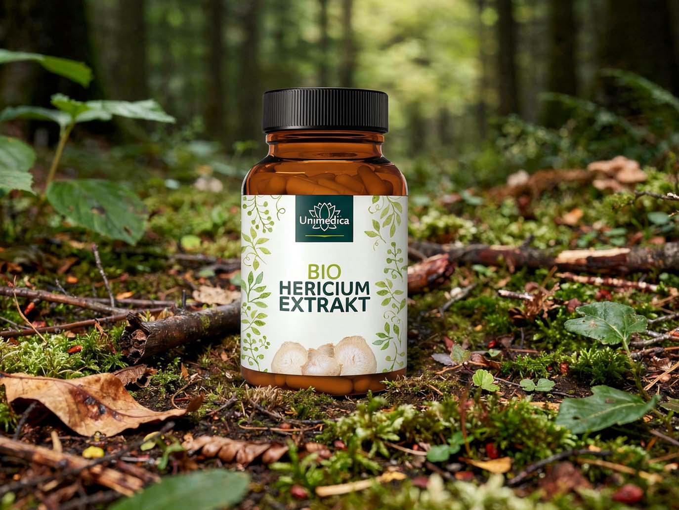 Organic Hericium Extract - Lion's Mane - 1,000 mg per daily dose (2 capsules) - with 30% polysaccharides - 90 capsules - from Unimedica