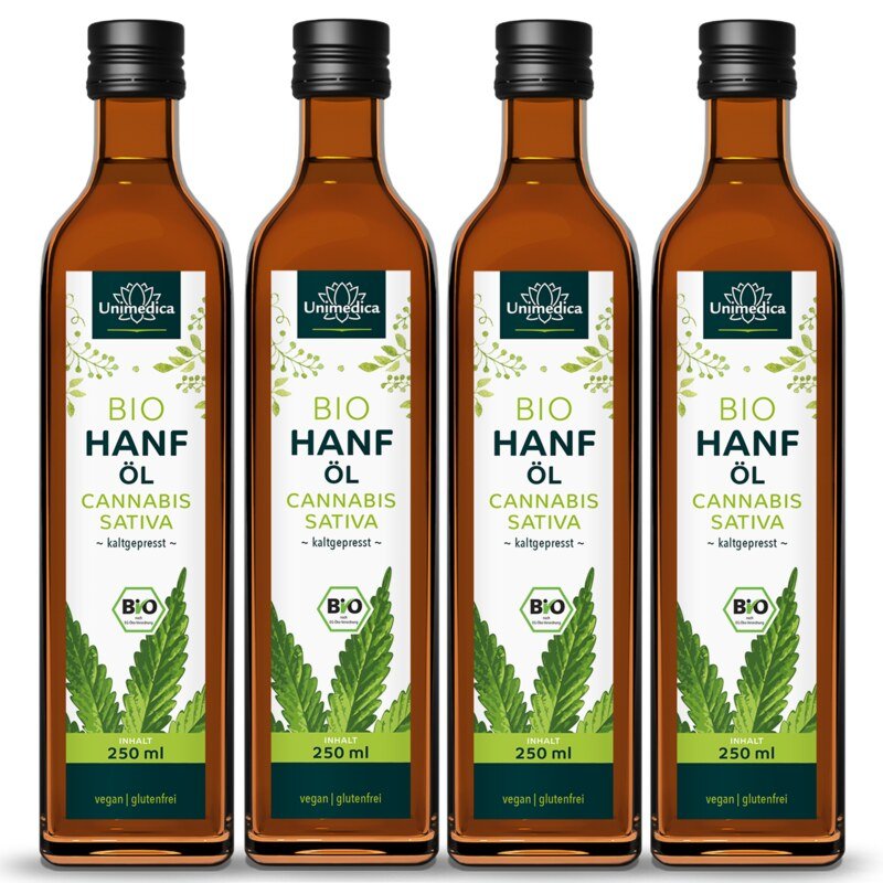 Set: Organic Hemp Oil  1,000 ml (4 x 250 ml) - by Unimedica