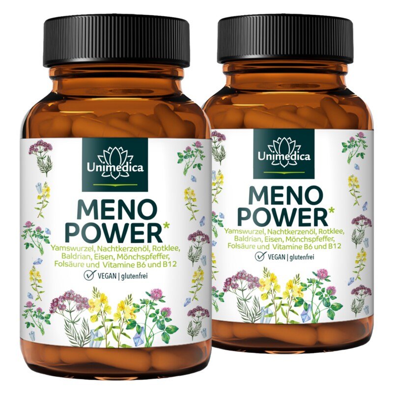 Set: Menopower* - including yam root, evening primrose oil, iron and B vitamins - 2 x 90 capsules - by Unimedica