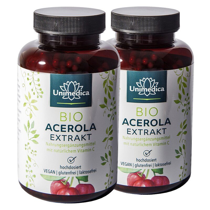 Set: Acerola extract capsules - 2 x 180 capsules - 988 mg per daily dose - from Unimedica