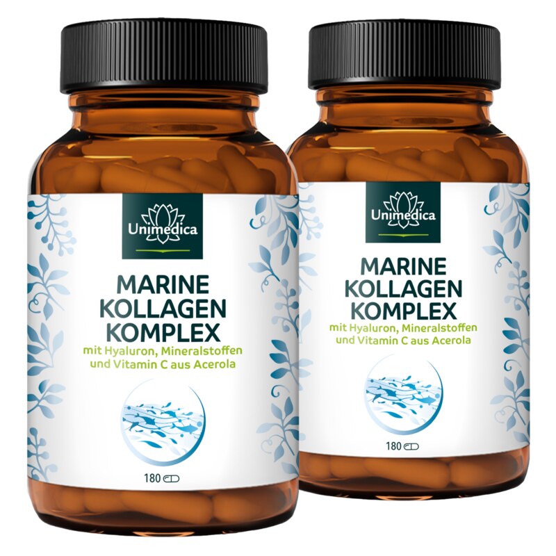 Set: Marine Collagen Complex  with hyaluronic acid, vitamins and minerals   2 x 180 capsules  from Unimedica