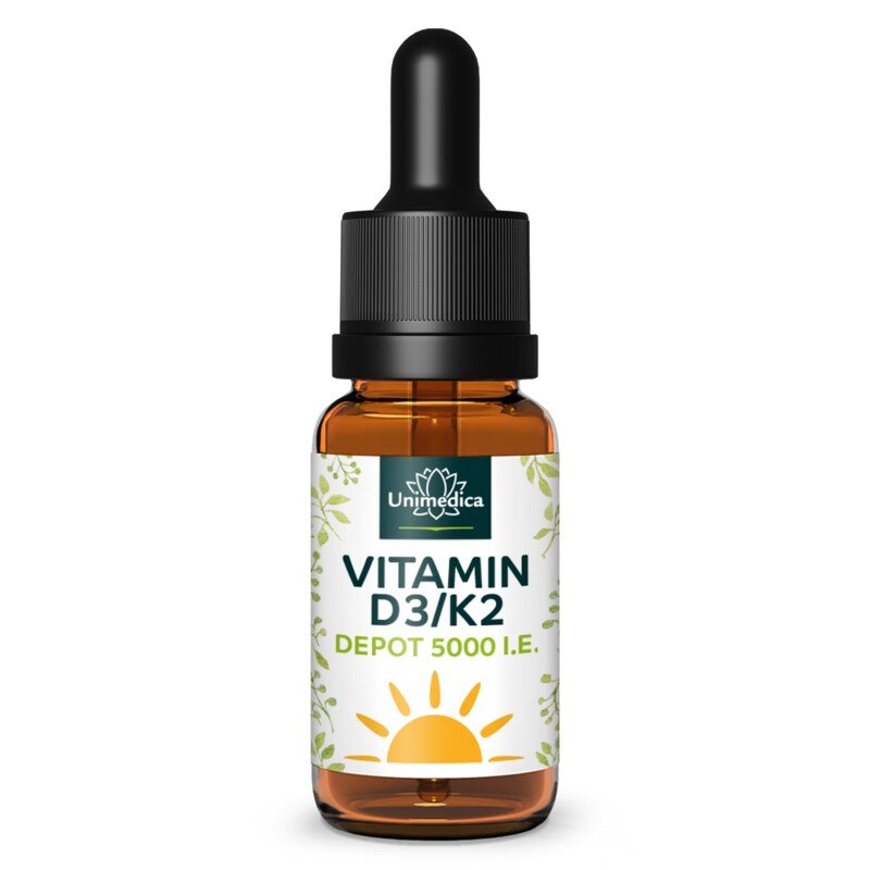 Vitamin D3 / K2 5000 I.U. - DEPOT - K2VITAL® - 125 µg D3 and 100 µg K2 per 5-day dose (1 drop) - 10 ml - from Unimedica