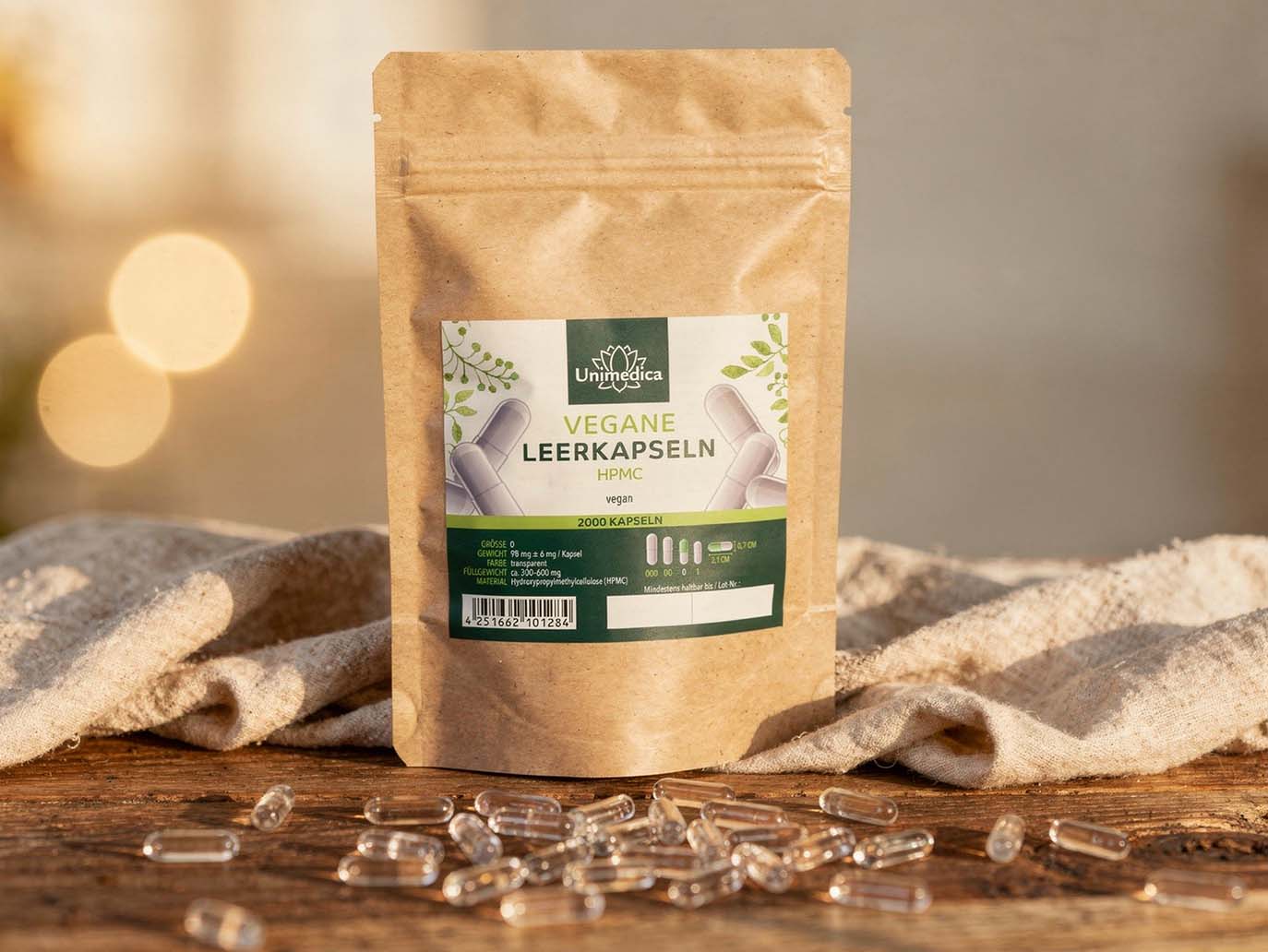 Empty capsules separated - HPMC - Size 0 - vegan - 2,000 pieces - from Unimedica