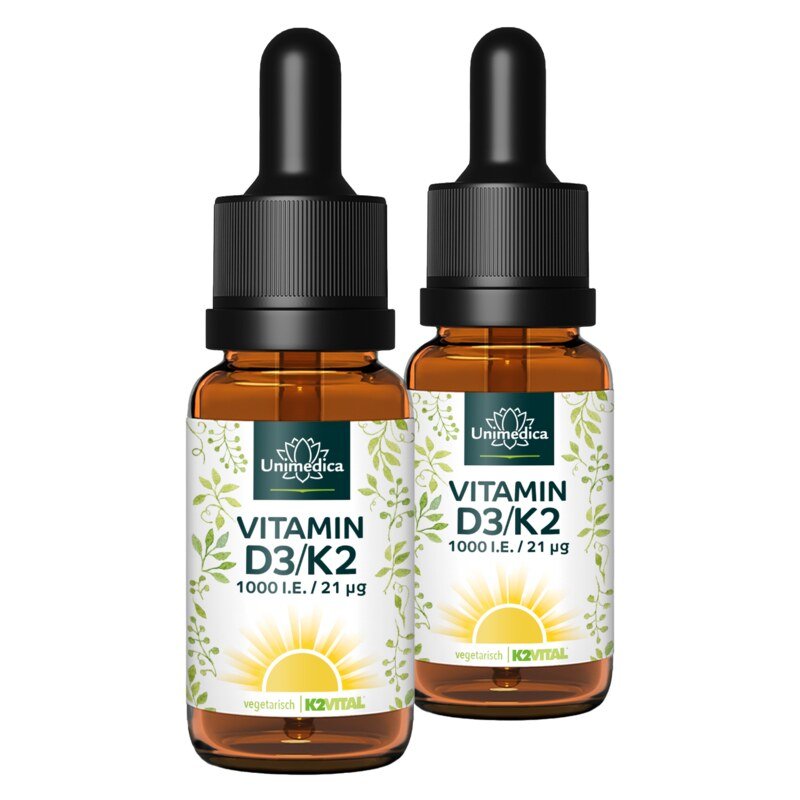 Set: Vitamin D3 / K2 MK7 all-trans drops - 2 x 50 ml - by Unimedica