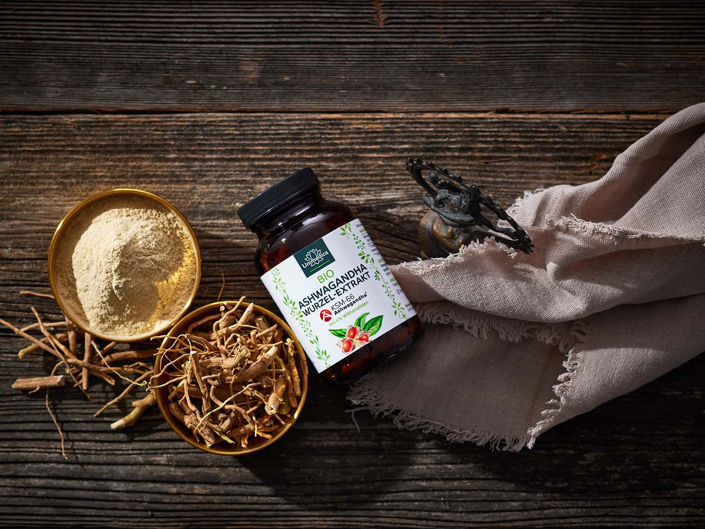 Organic Ashwagandha KSM-66 - 500 mg daily dose, high dose - 5 % withanolides - 120 capsules - from Unimedica