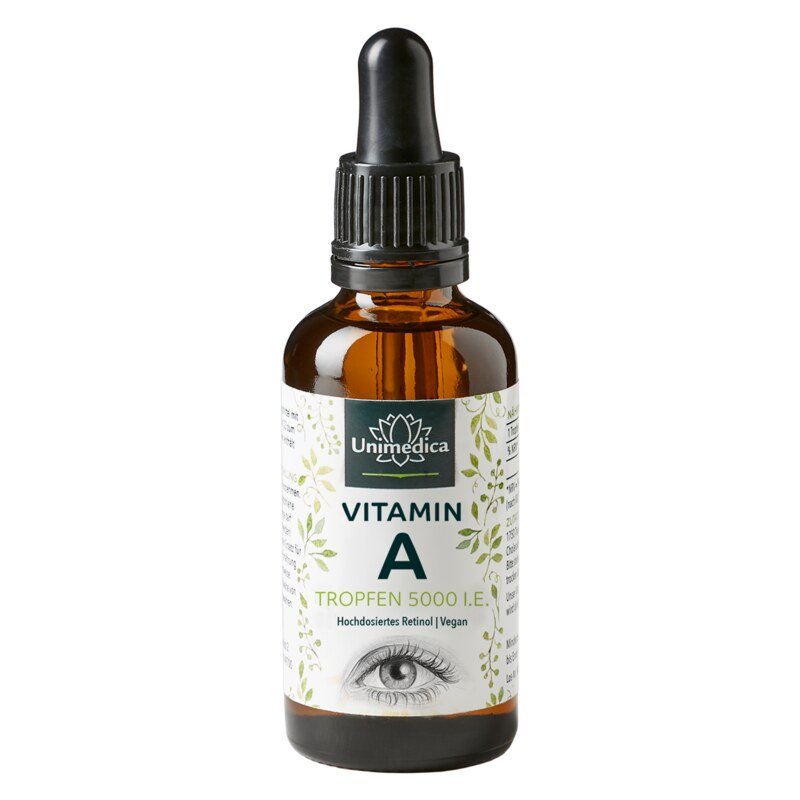 Vitamin A drops - 1,500 µg / 5,000 I.U. per daily dose (3 drops) - high-dose - 50 ml - from Unimedica