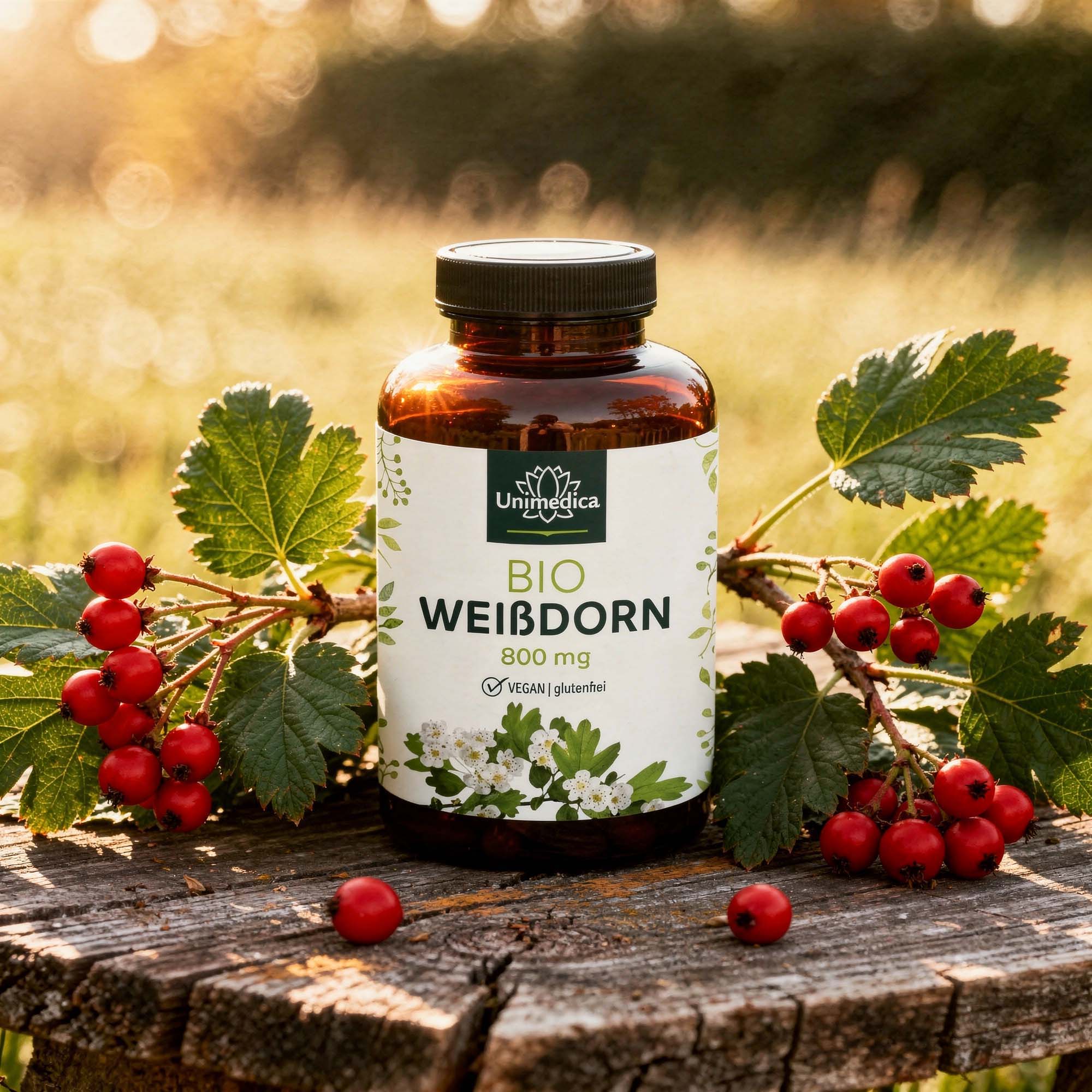 Organic hawthorn - 800 mg per daily dose (2 capsules) - 200 capsules - from Unimedica