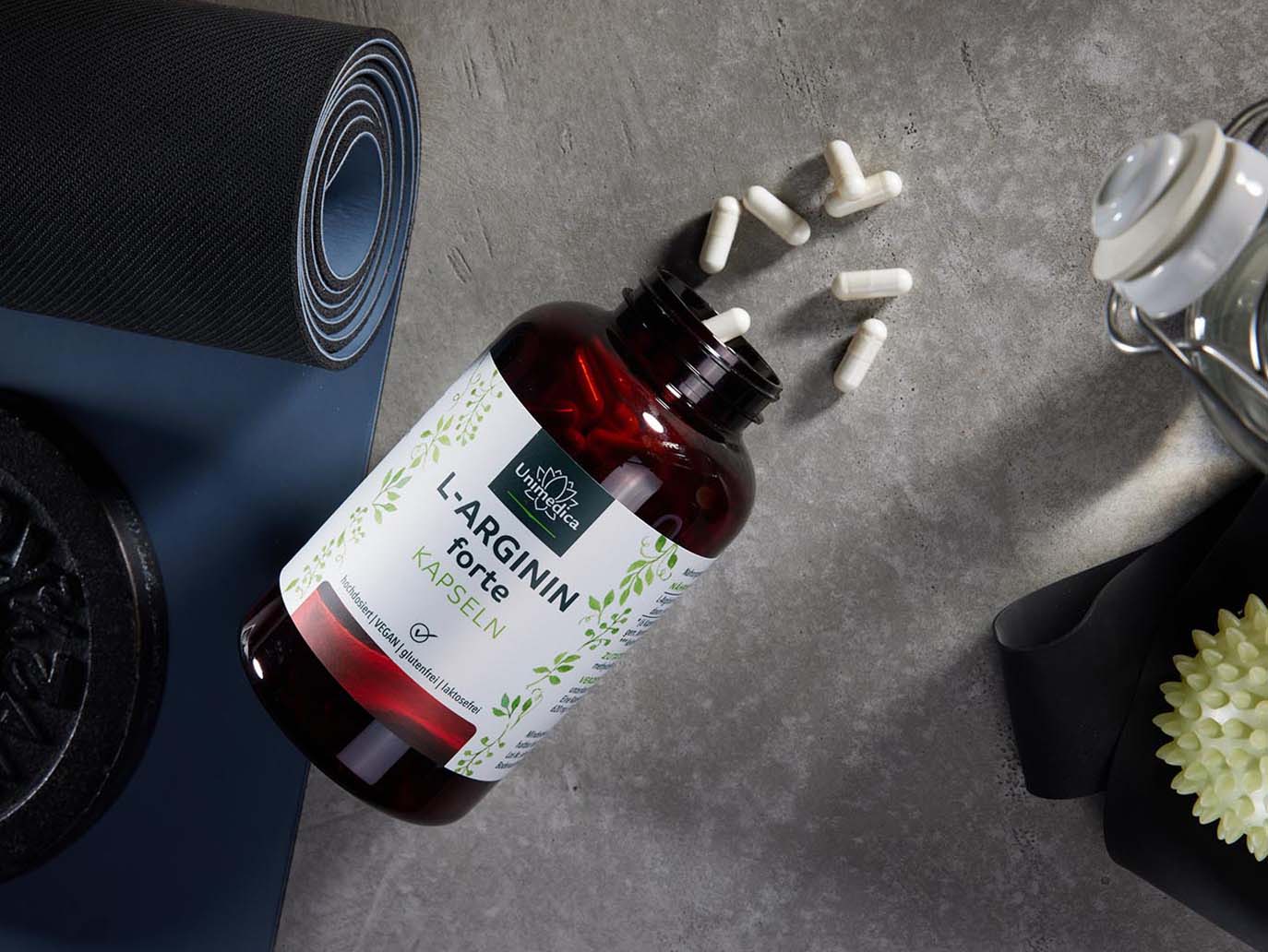 L-Arginine forte - 3720 mg per daily dose (6 capsules)  from natural fermentation - high-dose - vegan - 365 capsules - from Unimedica
