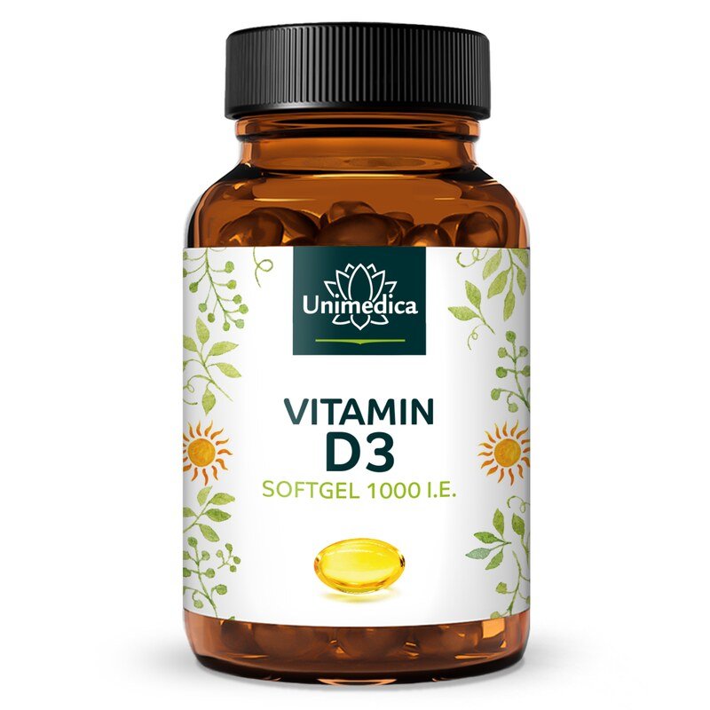 Vitamin D3 Softgel  25 µg (1000 I.U.) per daily dose (1 capsule)  365 capsules  from Unimedica