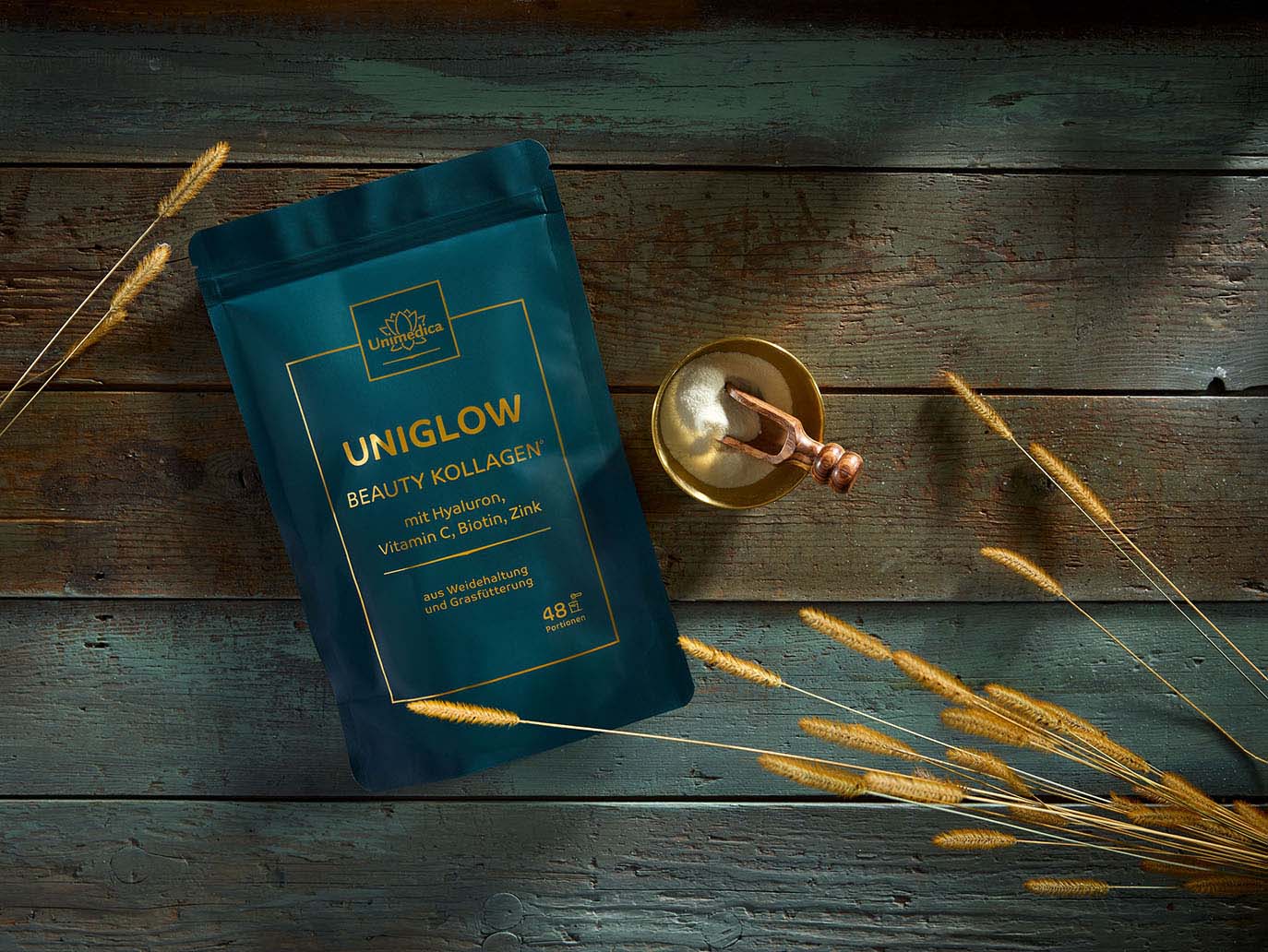 Uniglow Beauty Collagen - complex with collagen from grass-fed cattle + vitamin C, biotin and zinc - 500 g powder  from Unimedica