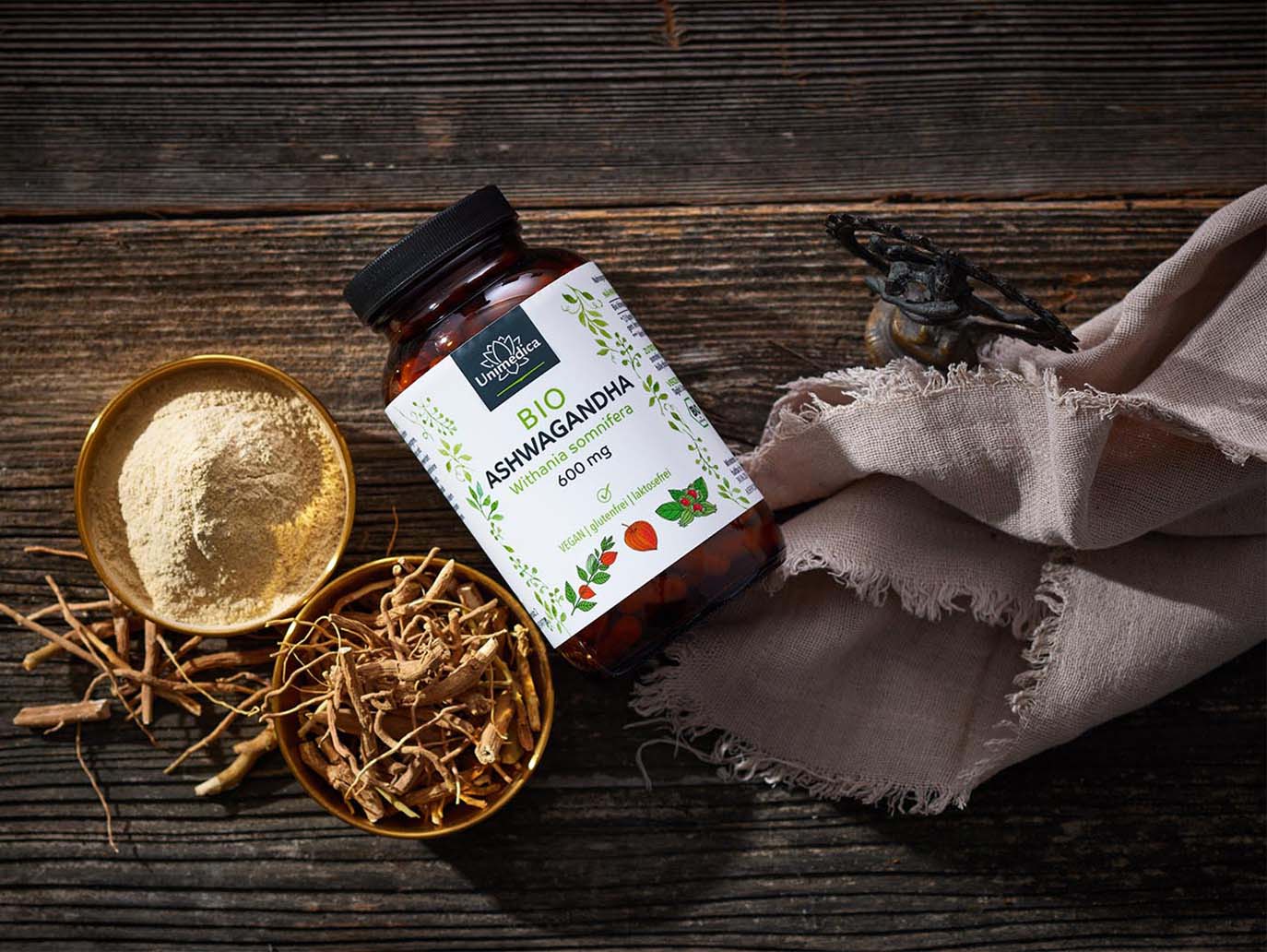 Organic Ashwagandha - 1800 mg per daily dose (3 capsules) - high-dose - 180 capsules - from Unimedica