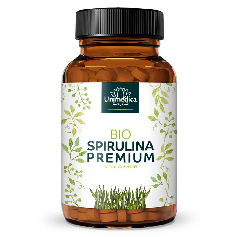Premium Organic Spirulina - 6000 mg per daily intake (3 x 4 tablets) - high-dose - 500 tablets - from Unimedica