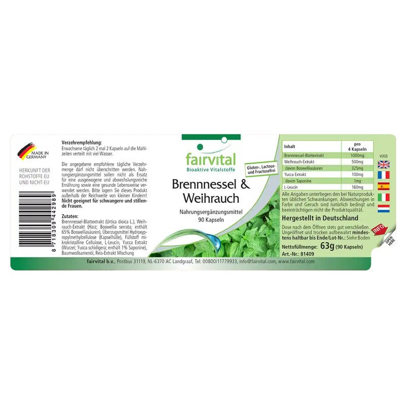 Stinging Nettle and Frankincense - 90 capsules