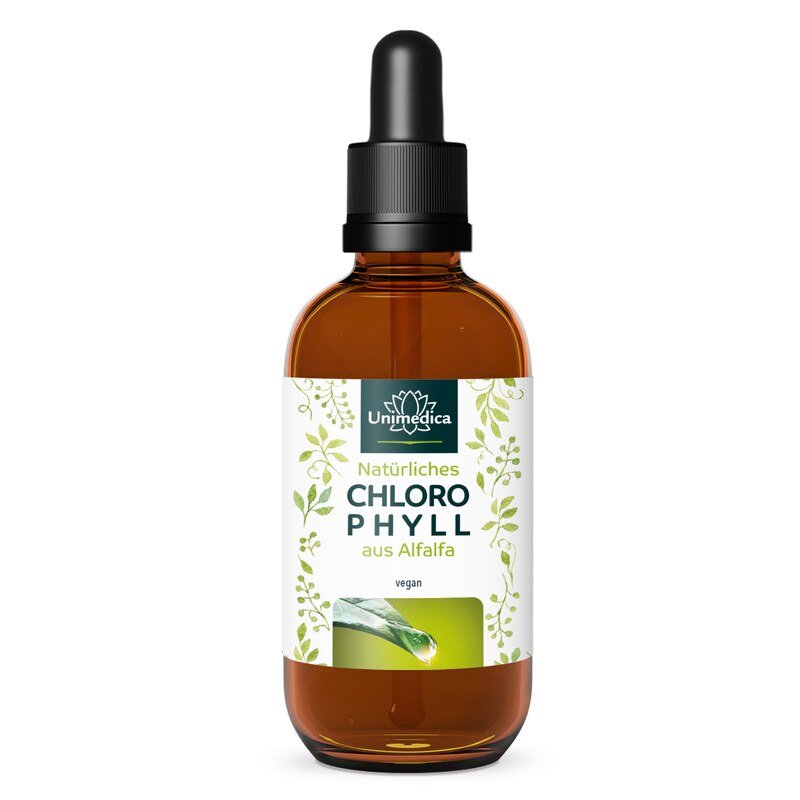 Chlorophyll Drops from Alfalfa - 200 mg per daily dose (3 x 20 drops) - 50 ml - from Unimedica