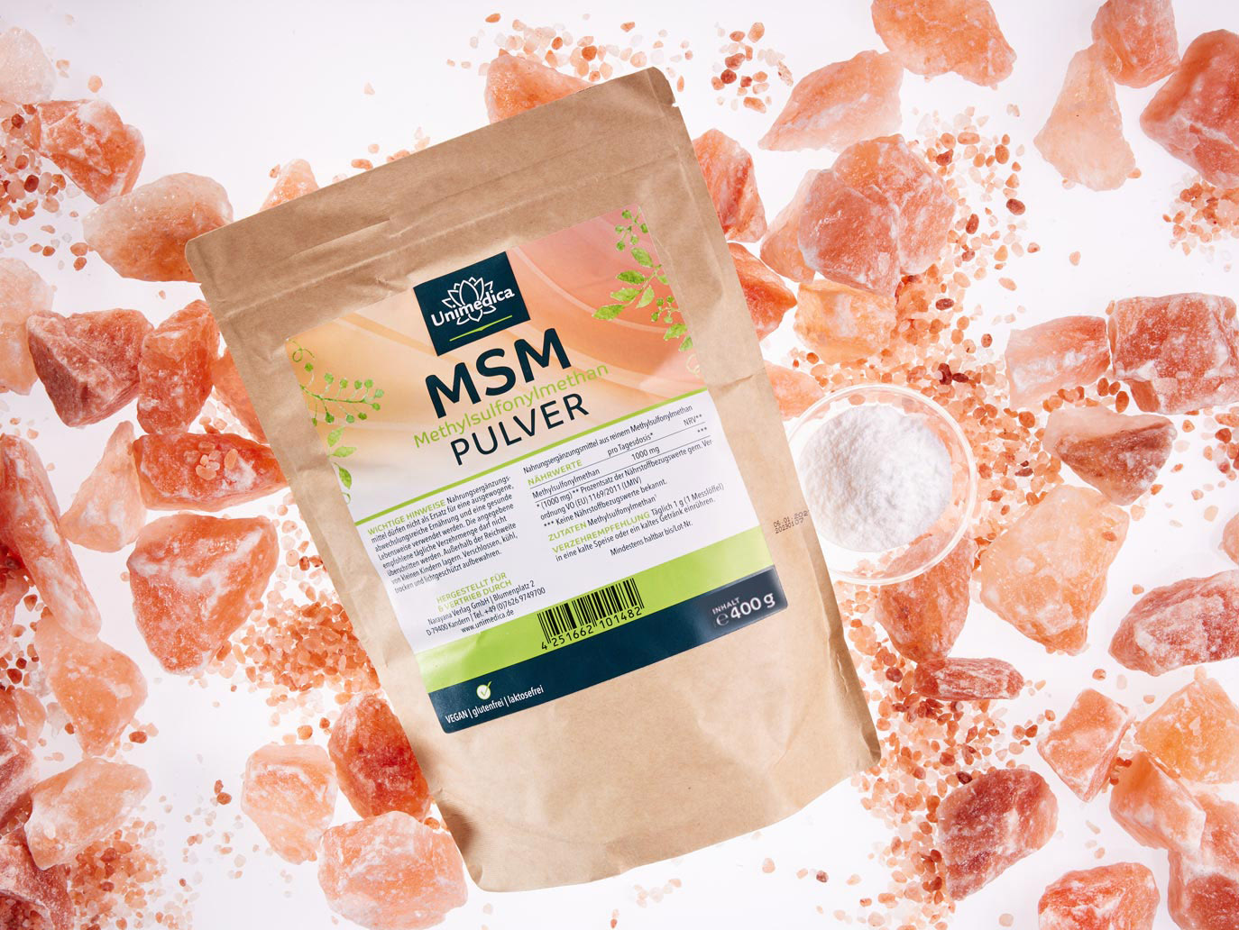 MSM powder 400 g Purity 99% - 1,000 mg per daily dose (½ measuring spoon) - by Unimedica