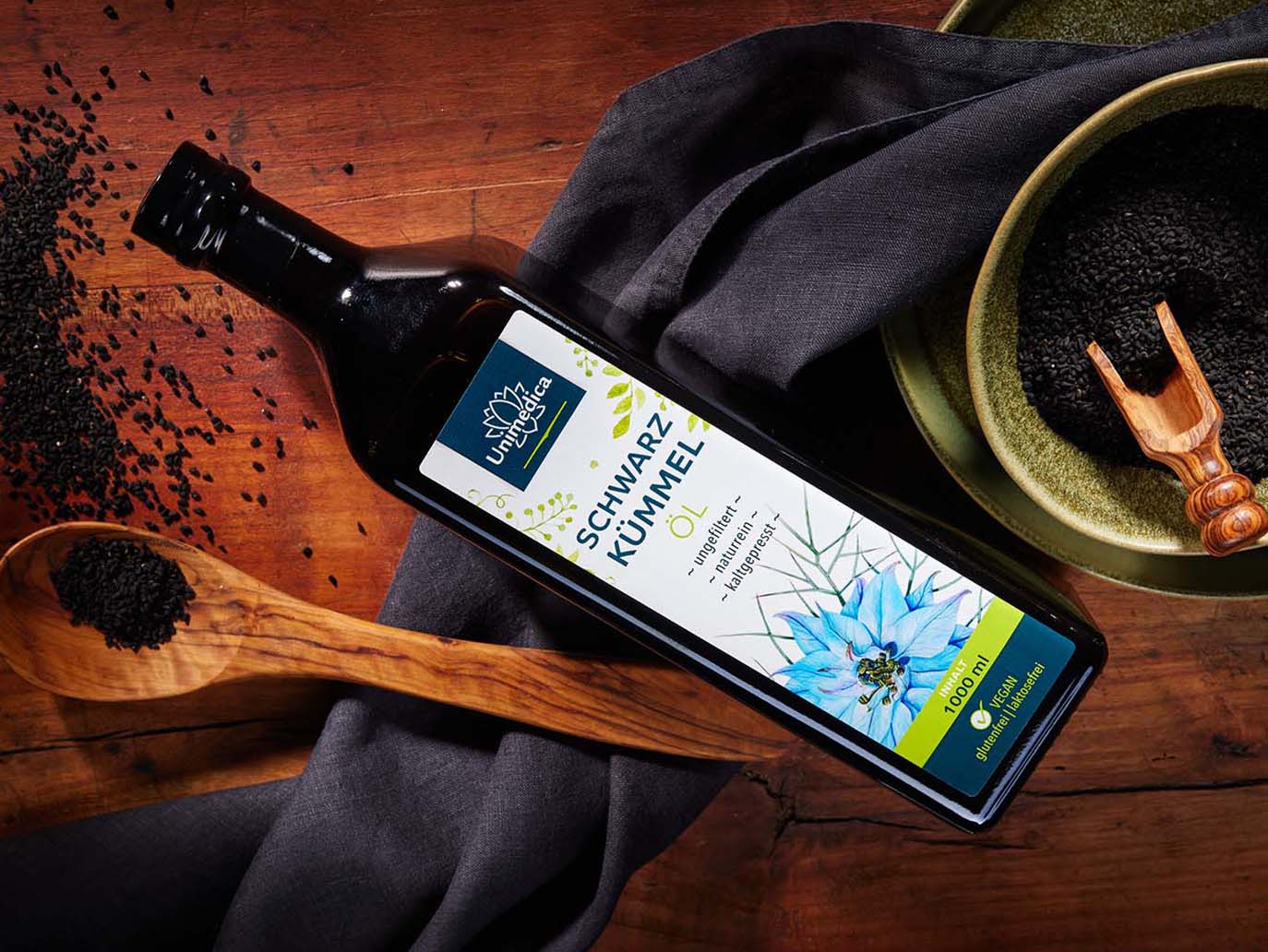 Black cumin seed oil, unfiltered - 1000 ml - from Unimedica